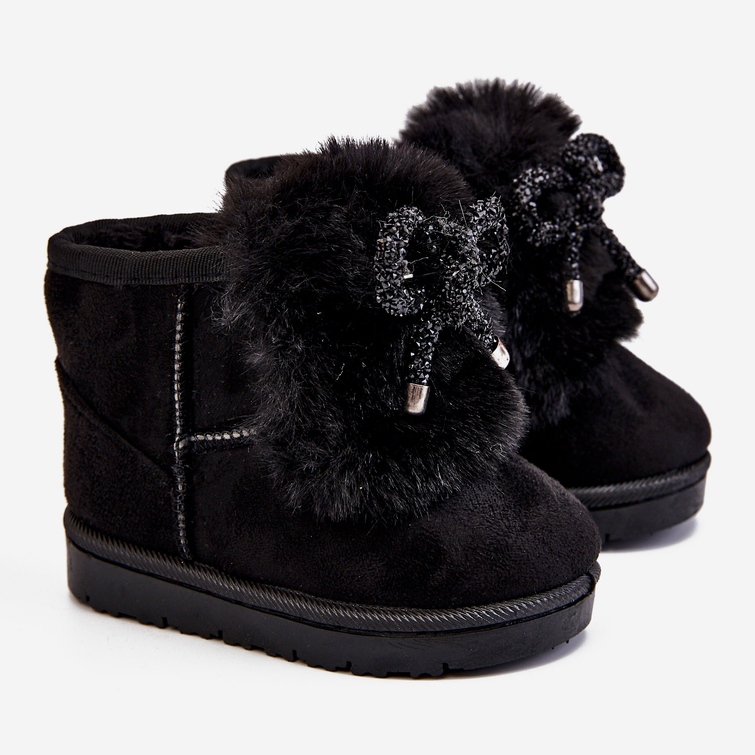Children's Black Snow Boots with Fur Suede Amelia 1