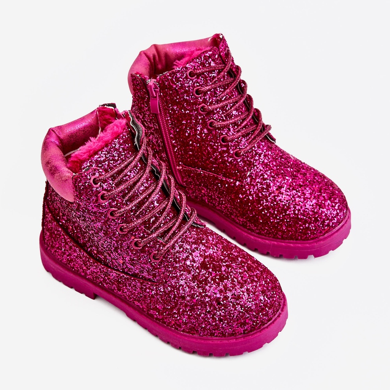 BM Children's Brocade Warm Boots Trappers Fuchsia Mermaid pink pink 2 BM Children's Brocade Warm Boots Trappers Fuchsia Mermaid pink pink 2