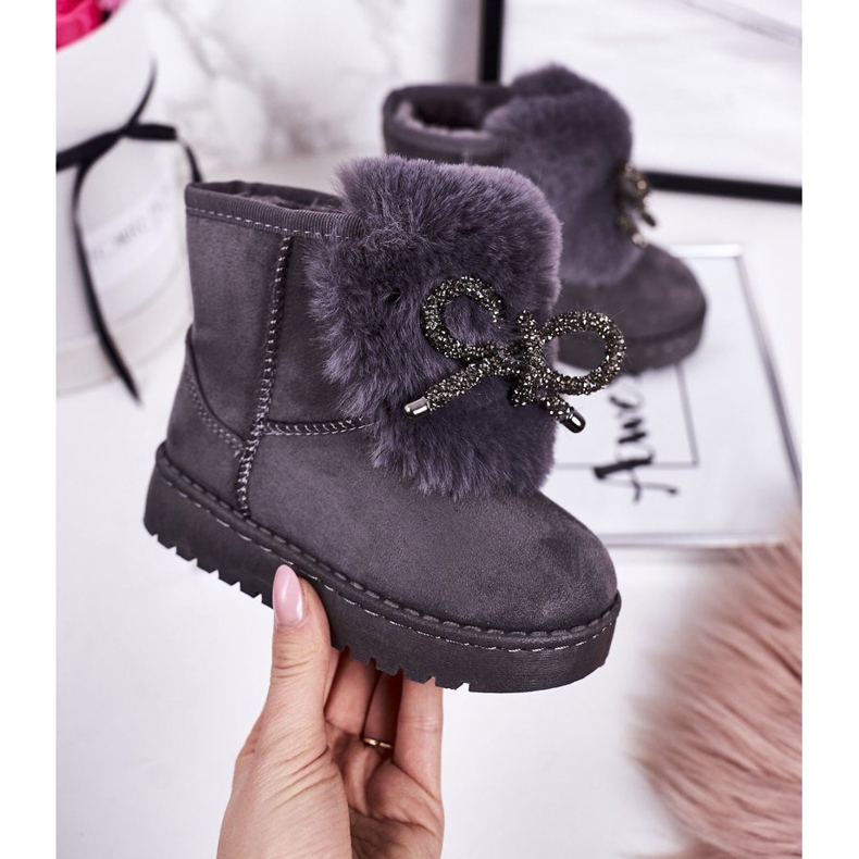 Children's Snow Boots With Fur Suede Gray Amelia grey 1