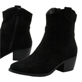 Black suede cowboy boots with an Allocation zipper 1