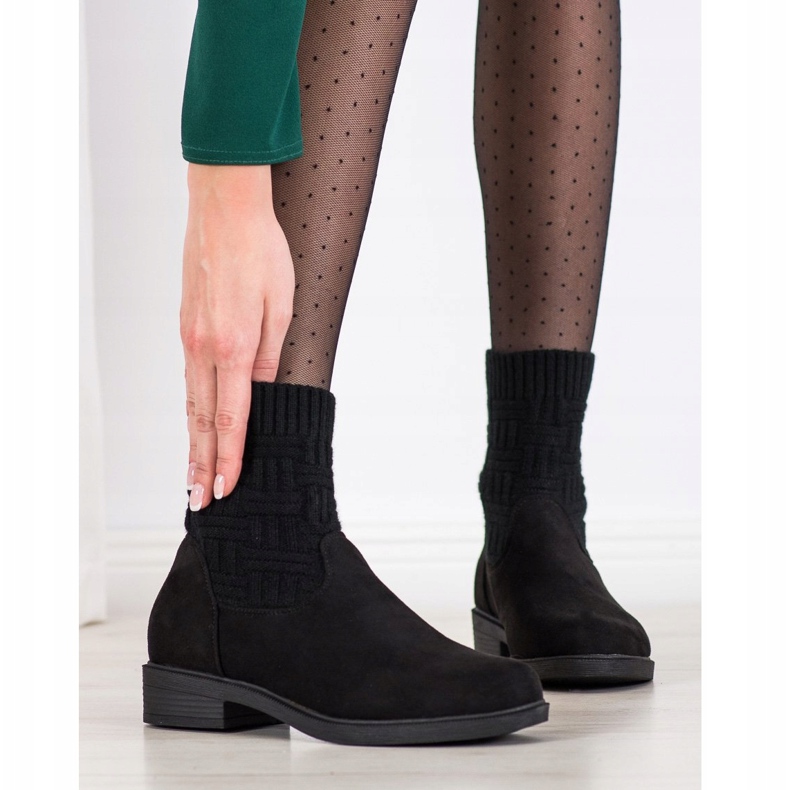 SHELOVET Slip-on Suede Booties black 2