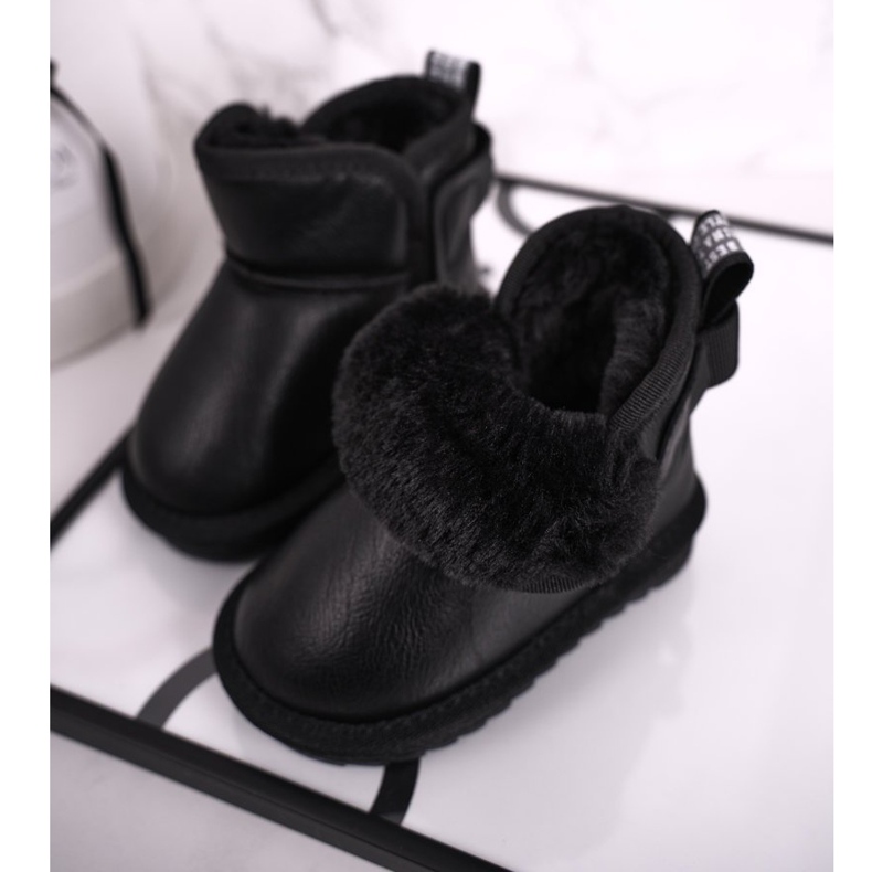 Apawwa Children's Black Snow Boots With Fur Black Charlotte 1 Apawwa Children's Black Snow Boots With Fur Black Charlotte 1