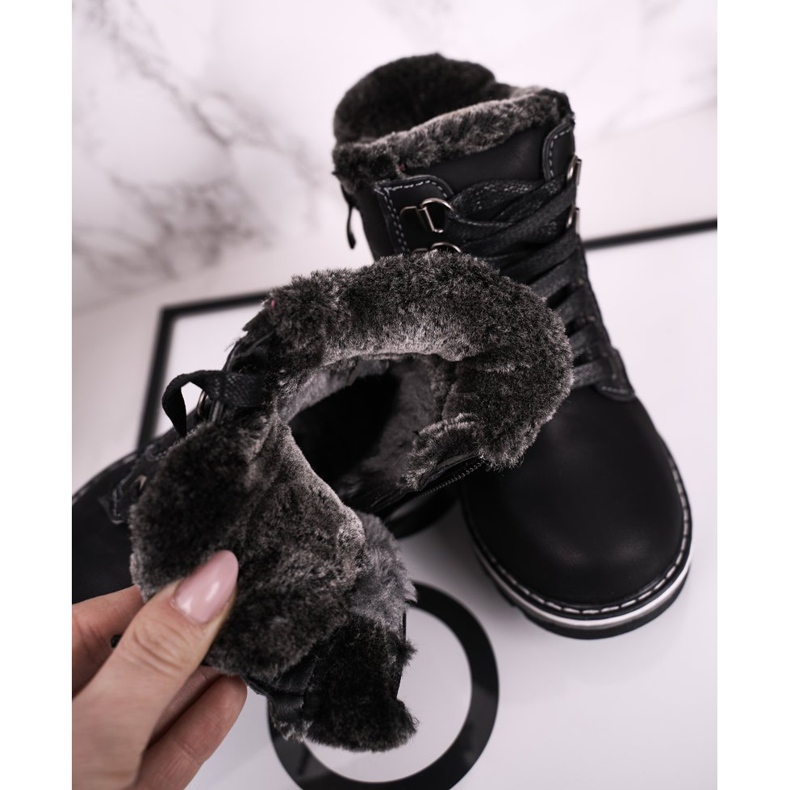 Children's Trappers Insulated with Fur Black Luke 1