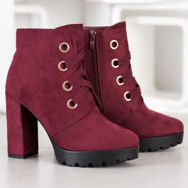 Juliet Lace-up Ankle Boots red 2