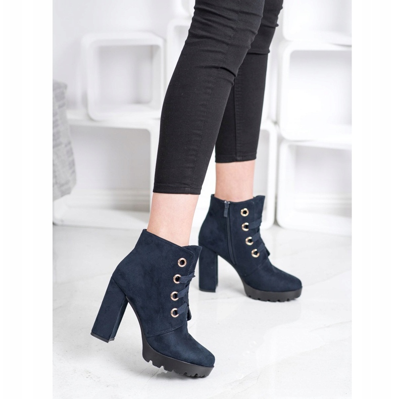Juliet Lace-up Ankle Boots navy blue 1