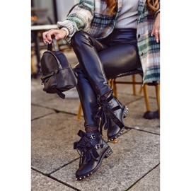 SEA Women's Booties Rivets Spikes Black Magnet 3