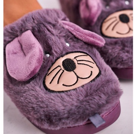 JOMIX Women's Purple Mice Fur Slippers Home Sweet Home violet 2
