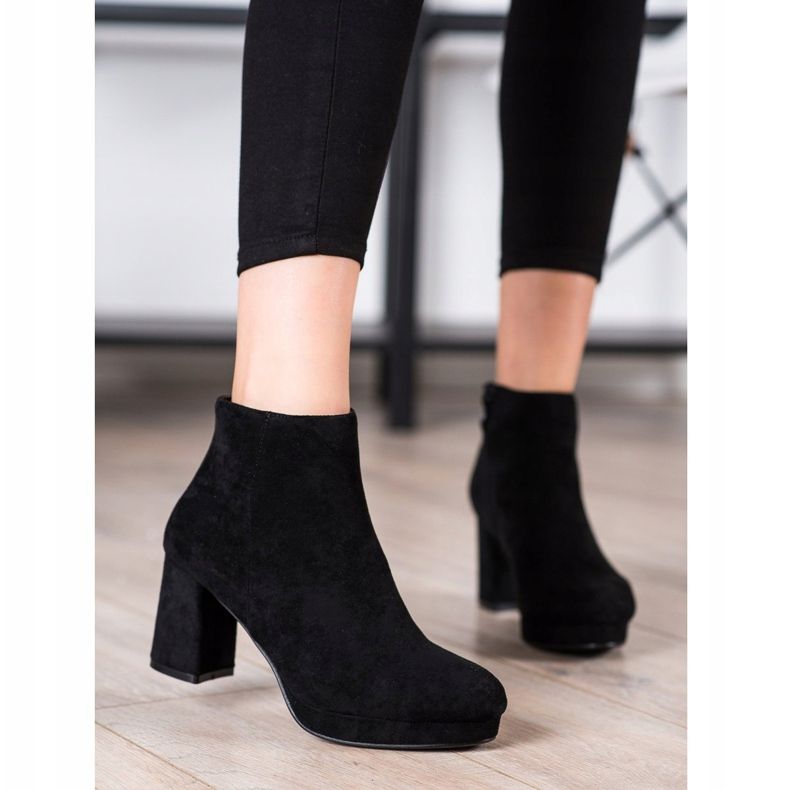 SHELOVET Suede Booties On A Bar black 1