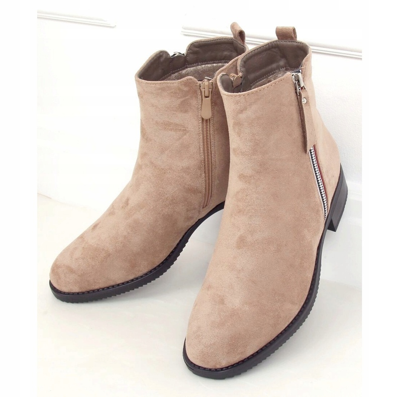 Women's beige ankle boots 168-287 LT.KHAKI 1