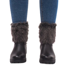 Boots With Fur A89620 Black white 1