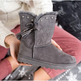 SHELOVET Gray Mukluki With Cubic Zirconia grey 2