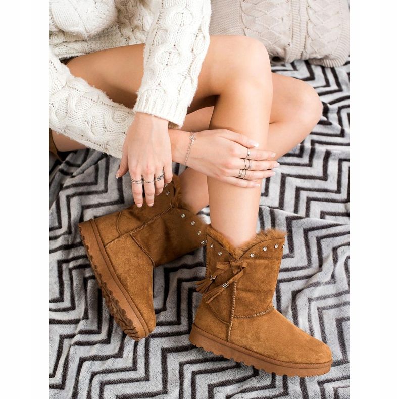 SHELOVET Camel Mukluki With Cubic Zirconia brown 1