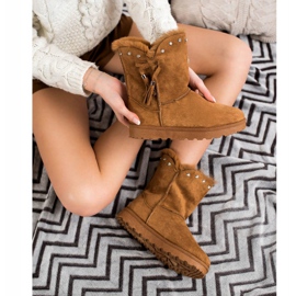 SHELOVET Camel Mukluki With Cubic Zirconia brown 2