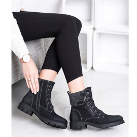 Super Mode Hiking Boots With Decorative Zipper black 2