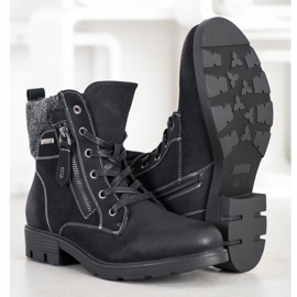 Super Mode Hiking Boots With Decorative Zipper black 1