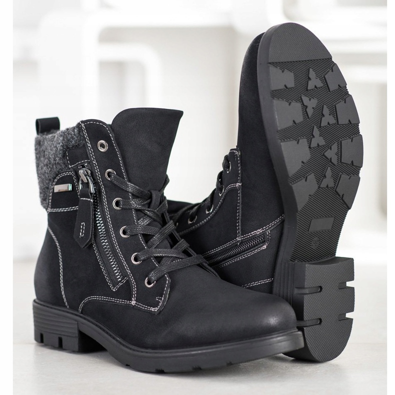 Super Mode Hiking Boots With Decorative Zipper black 1