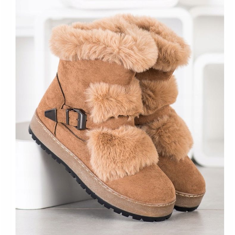 Queentina Warm Mukluki With Fur beige 2