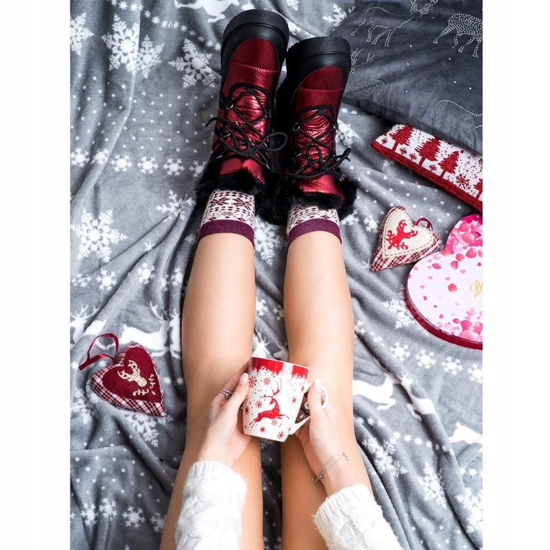 SHELOVET Snow Boots On The Platform black red 1