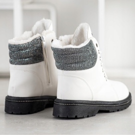 SHELOVET White Trappers With Cubic Zirconia 1