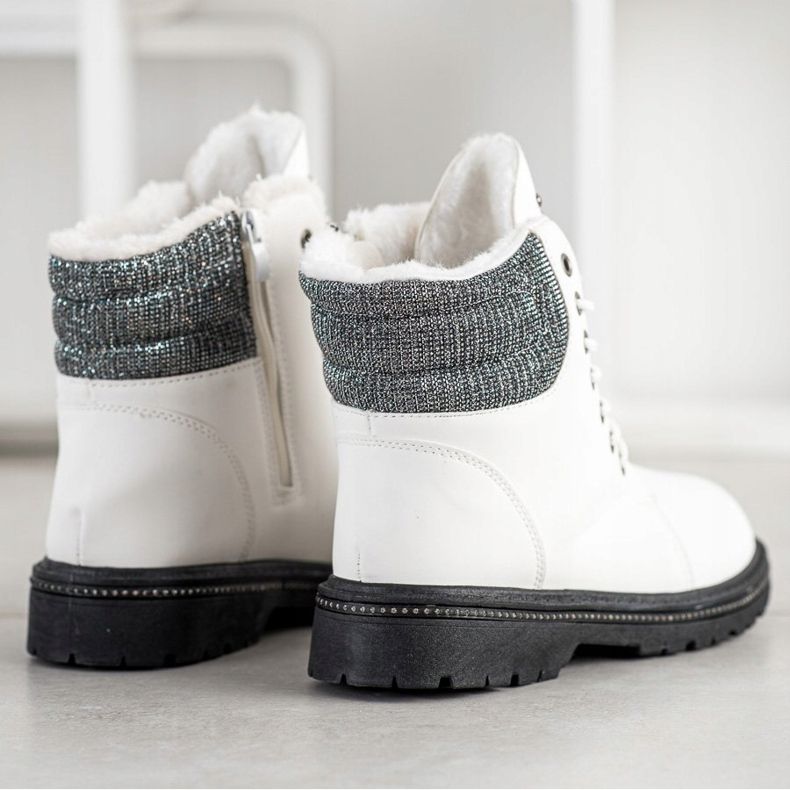 SHELOVET White Trappers With Cubic Zirconia 1