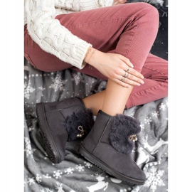 Queentina Warm Mukluki With Ornament grey 2