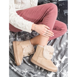 Queentina Warm Mukluki With Ornament beige 1