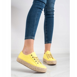 Kylie Sneakers On A Straw Platform yellow 1