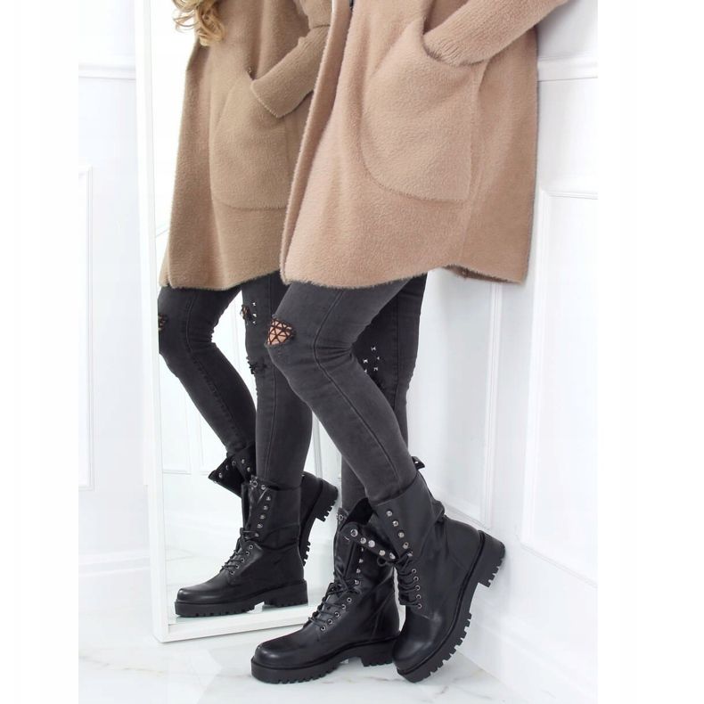 Black military lace-up boots NC1092 Black 2