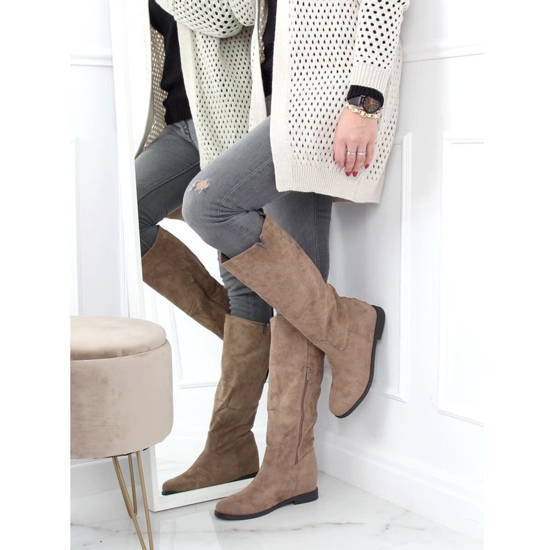 Boots on a hidden wedge beige ST-11P Khaki 2