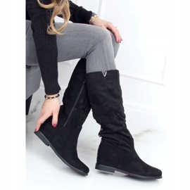 Black boots on a hidden wedge heel ST-11P Black 1