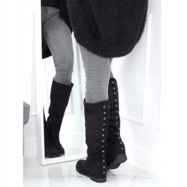 Black boots on a hidden wedge heel ST-11P Black 2