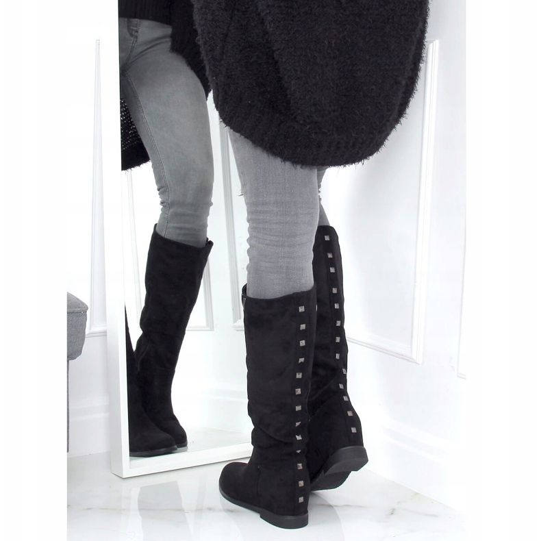 Black boots on a hidden wedge heel ST-11P Black 2