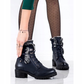 Super Mode Navy blue boots with fur 1