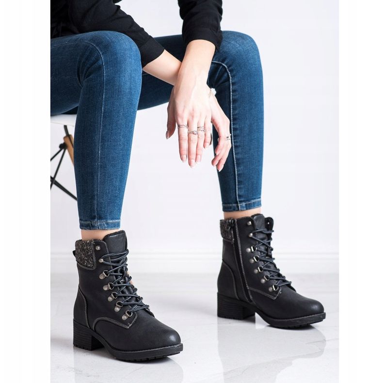 Queentina Warm boots on the post black grey 1