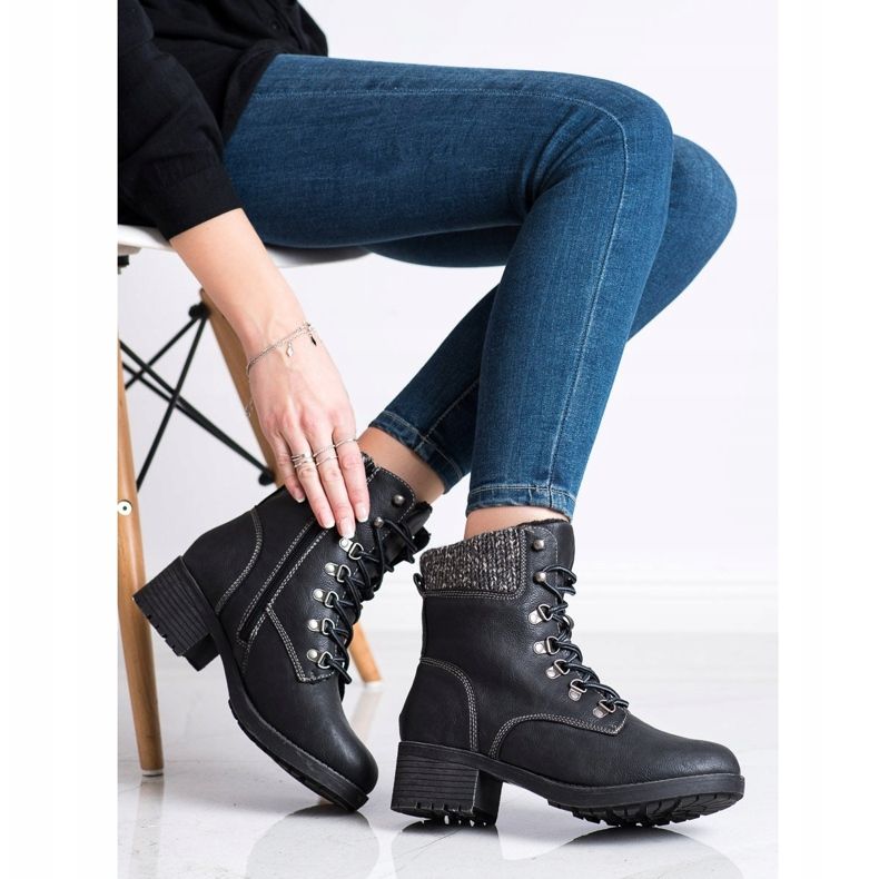 Queentina Warm boots on the post black grey 2