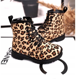 FRROCK Children's boots with a leopard pattern Dafne beige brown black 1