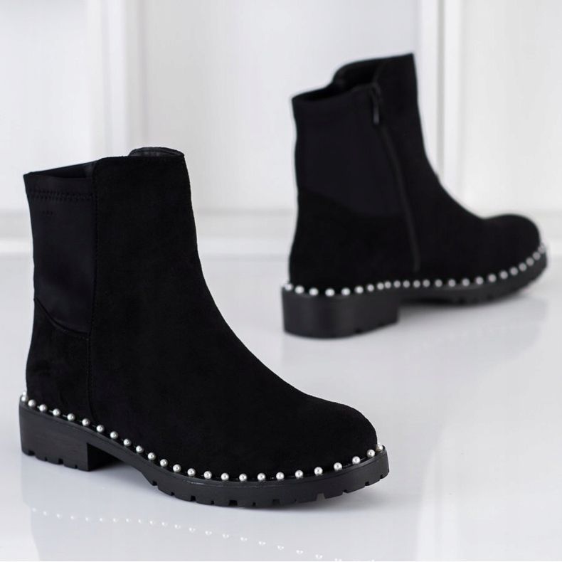 Bestelle Suede Booties With Pearls black 2