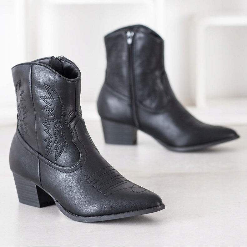 SHELOVET Cowboy boots with a pattern black 1