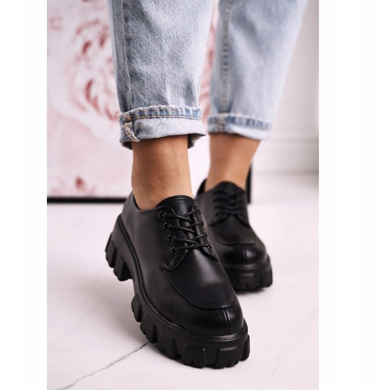Women's Oxford shoes on a massive platform S.Barski HX23 Black 1 Women's Oxford shoes on a massive platform S.Barski HX23 Black 1