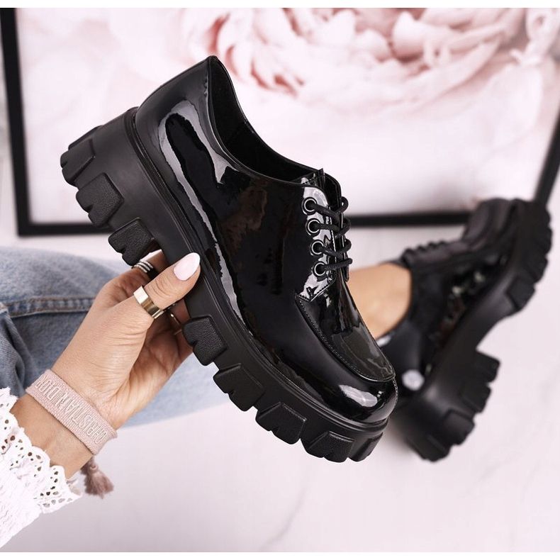 S.Barski Women's Oxfords Shoes On The Massive Platform S. Barski HX23 Lacquered Black 2