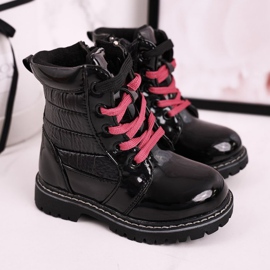 Children's Boots Warmed With Fur With Quilting Black Pinkie 1