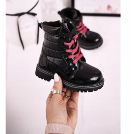 Children's Boots Warmed With Fur With Quilting Black Pinkie 2