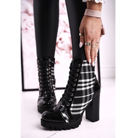 PS1 Women's Boots On a Heel Checkered Black Blair white 1