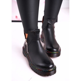 Women's Chelsea Boots With Colorful Stitching Black Addison 1