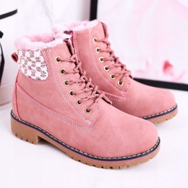 Apawwa Children's boots Trappers insulated with fur Pink Forest 2