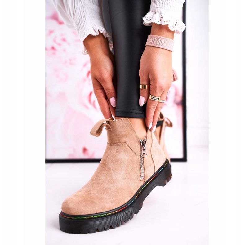 Women's Chelsea Boots With Colorful Stitching Suede Beige Addison 2