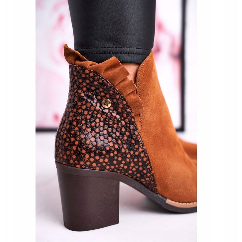 Women's leather boots on a high heel Maciejka Red 04833 brown 1