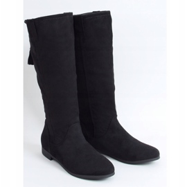 Black women's flat boots ST-01P Black 1