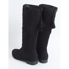 Black women's flat boots ST-01P Black 2