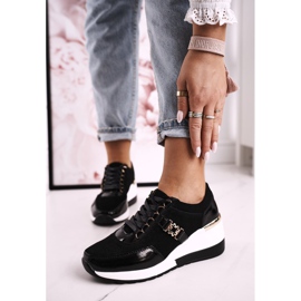 S.Barski Women's Leather Wedge Sneakers Black Gold Roxette golden 2 S.Barski Women's Leather Wedge Sneakers Black Gold Roxette golden 2